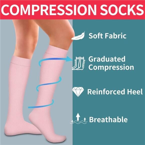 Laite Hebe 4 Pairs-Compression Socks for Women&Men Circulation-Best Support - Picture 5 of 7